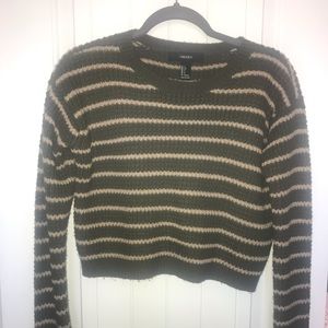 Olive and Tan Forever21 Crop Sweater. Sz Small